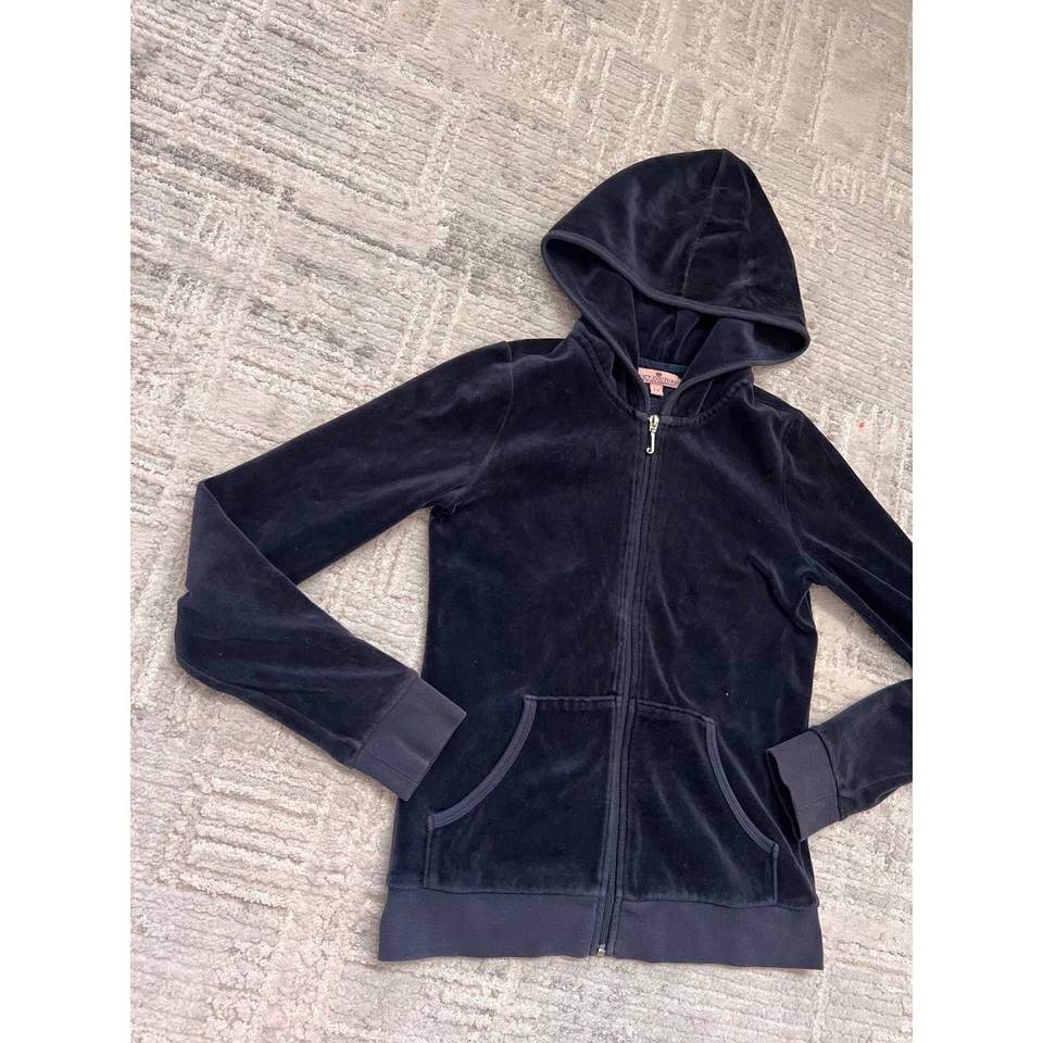 Juicy Couture Kids Girls Velour Zip Up Hoodie Jacket Y2K Blue Size 12 - Image 3 of 4