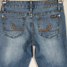 Seven7 Women's Superlow Stretch Bootcut Jeans Medium Wash Blue Size 28 Y2K Style