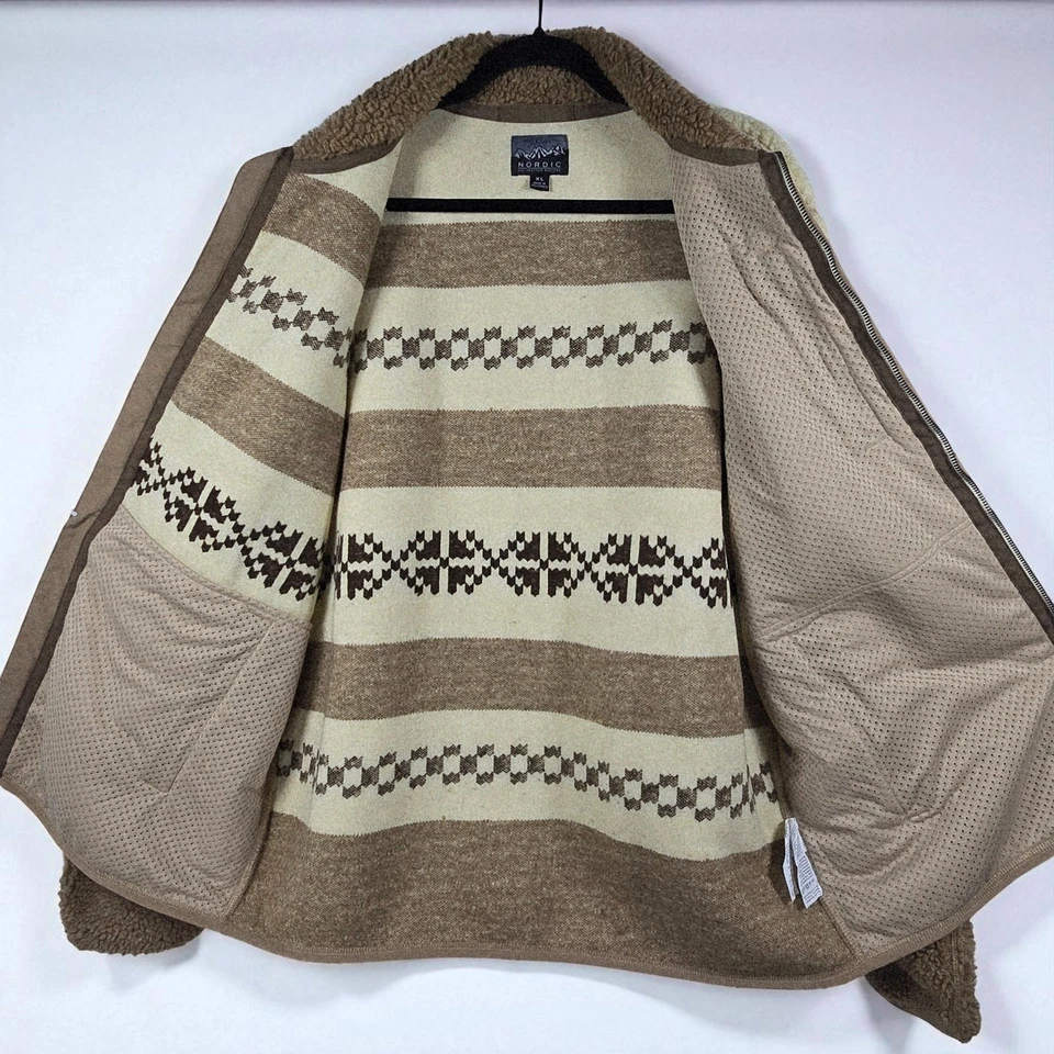 J. Chaqueta polar Crew Nordic All Weather Designs Sherpa difusa para mujer XL Fair Isle Foto 2 de 4