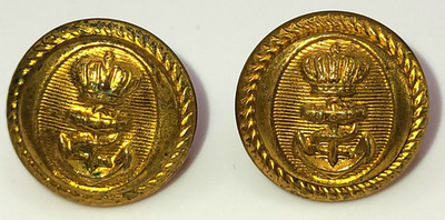 Navy Uniform Blaser Sewing Buttons Lot of 2 Crown Fouled Anchor Lined Field