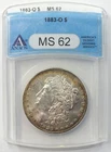 1883-O Morgan Silver Dollar ANACS MS62 Toning Toned - New Orleans Mint - P650