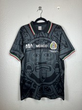 Mexico National Futbol Team 1998 Retro Black Soccer Jersey Large 23  Pit To Pit