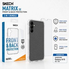 For (Samsung Galaxy A15 4G/5G) Official SKECH Case +Glass Screen Protector Cover