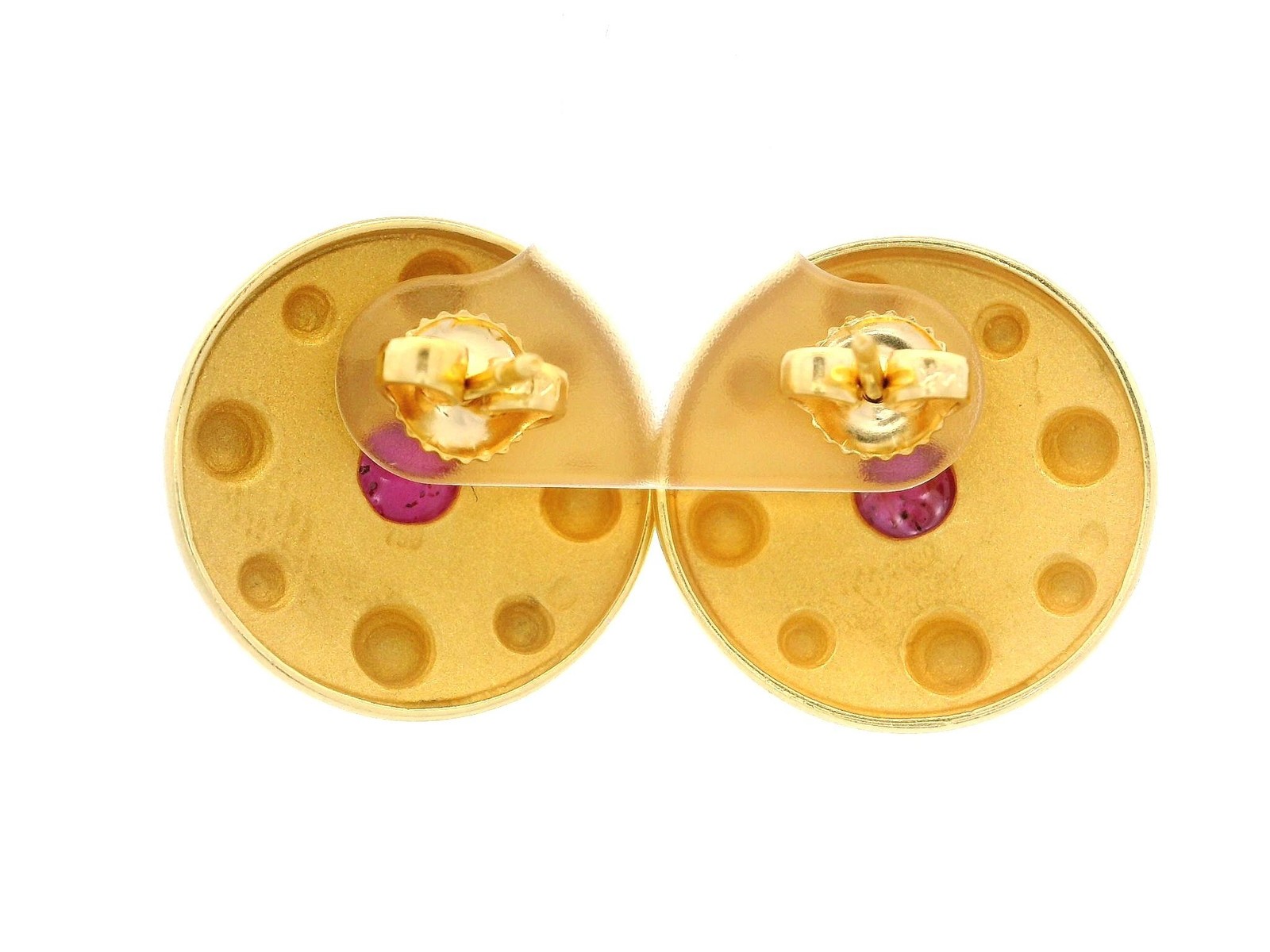 18k Solid Yellow Gold Round Cabochon Ruby Dual Fi… - image 5