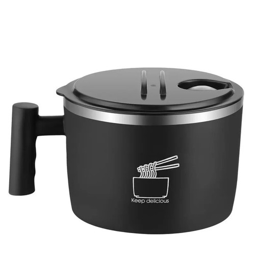 Stainless Steel Bowl With Lid For Instant Noodles Sealed And Portable Drain Bowl - Picture 8 of 10