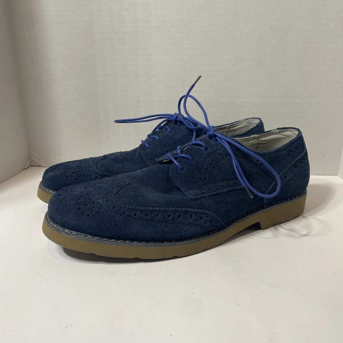 Express Blue Suede Wingtips Suede Blue Wingtip Dress Shoes for Men for sale | eBay main image 3