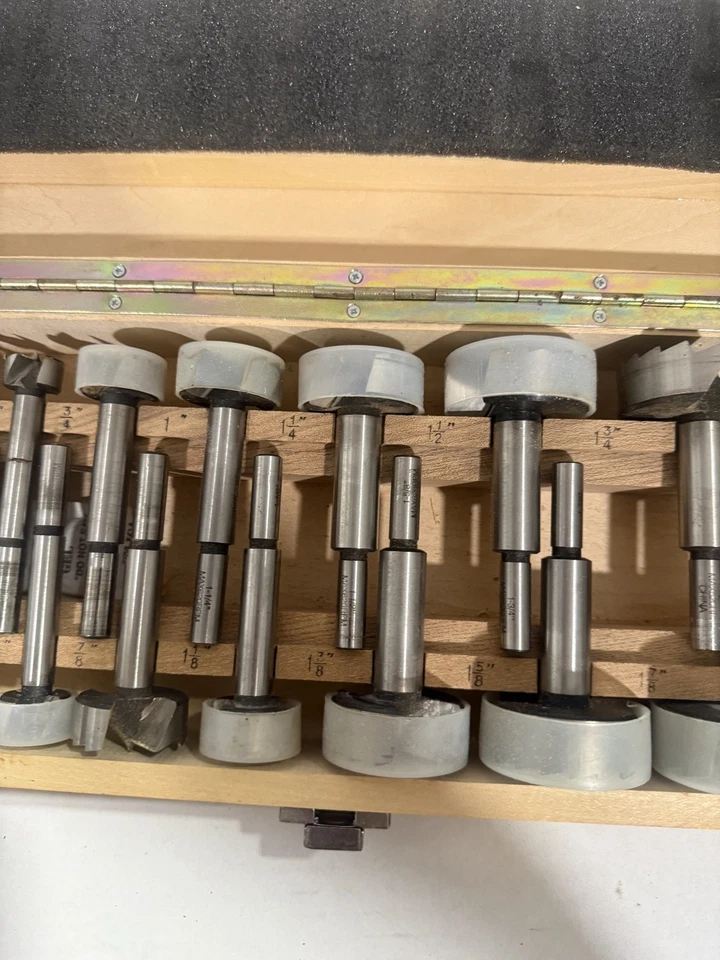 Juego de brocas Forstner de 16 piezas estuche de madera TAMAÑOS DE BROCA 1/4-2-1/8 Foto 2 de 4