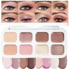 evpct 8 Colors Cream Eye Shadow Palette Makeup for Older Women, Nude Rose Pin...