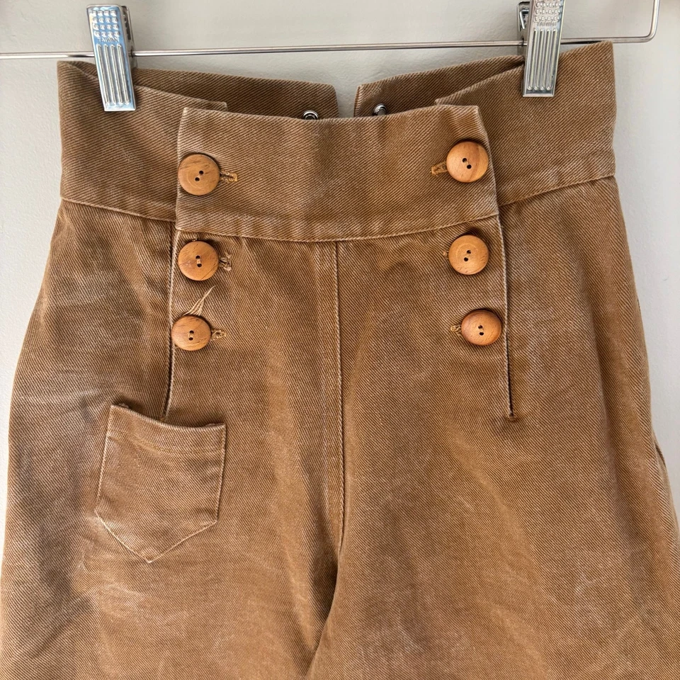 American Vintage USA Studio LA XS Sailor Pants Wide Leg Cropped Heavy Tan - Image 2 of 4
