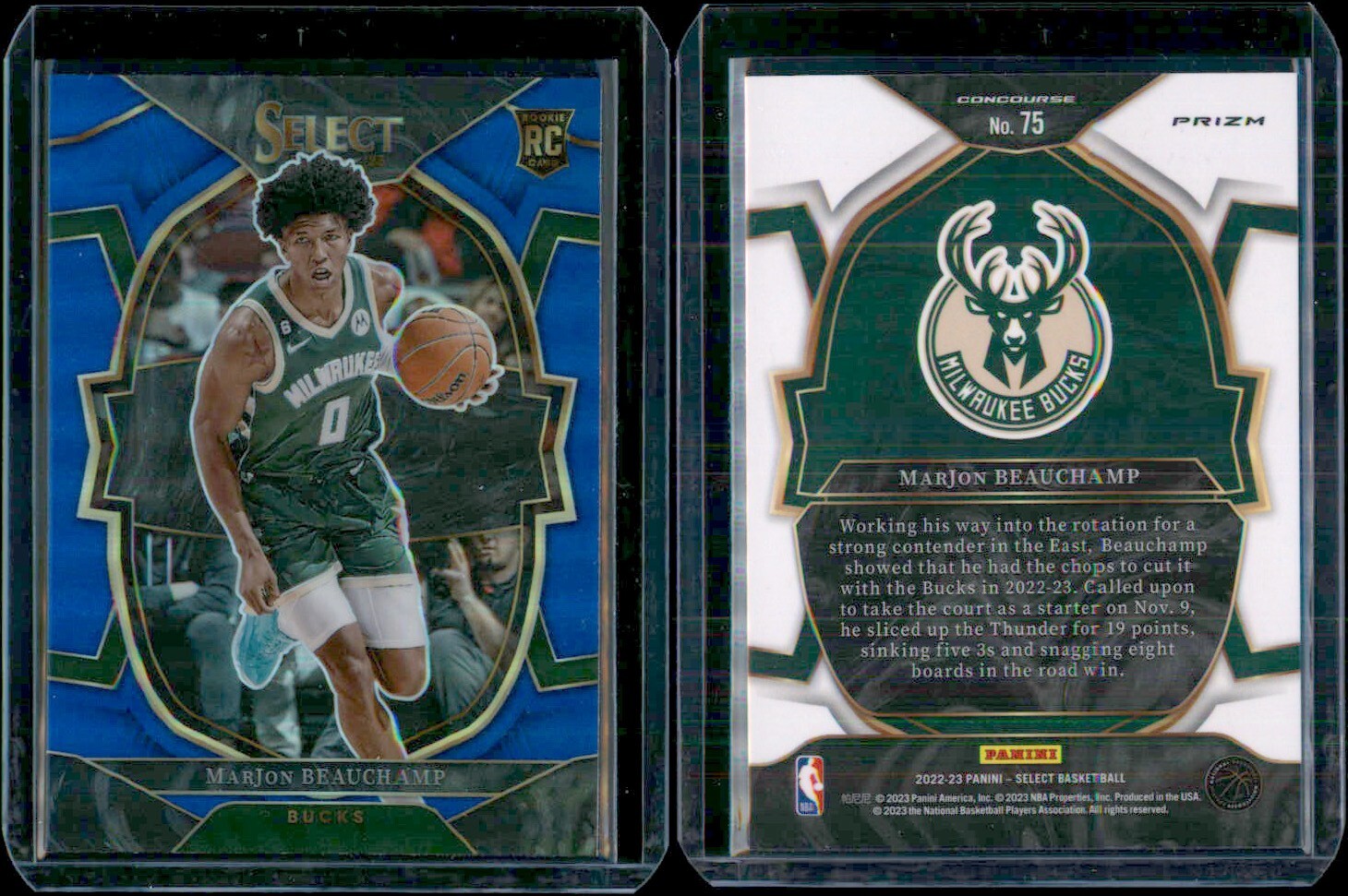 2022-23 Panini Select Concourse Blue Prizm MarJon Beauchamp #75 Rookie RC