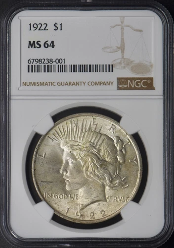 1922 Peace Silver Dollar - NGC MS64 - ✪COINGIANTS✪