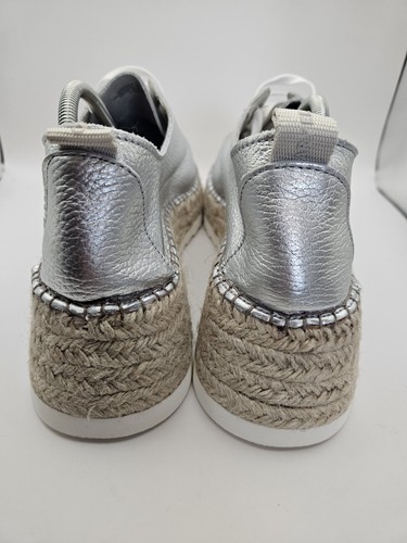 Carvela Chase Silver Leather Espadrille Platform Uk 8 Eu 41 New Without Tags - Picture 5 of 9