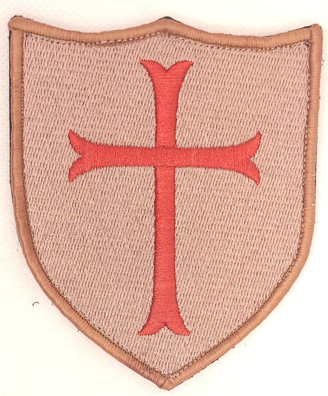 🔥 Knights Templar Crusader Cross Shield Velcro Patch 3x4 Desert Tactical-image