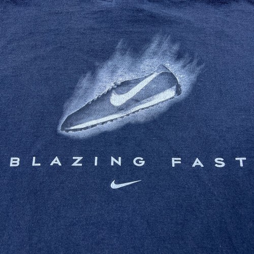 VTG Nike Youth Large Swoosh Blazing Fast Waffle Shoe Just Do It Black Tee Shirt - Picture 10 of 11