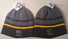 NFL Team Apparel Grenbay Packers Knit Beanie Hat, Gray, One Size. Lot of 2.