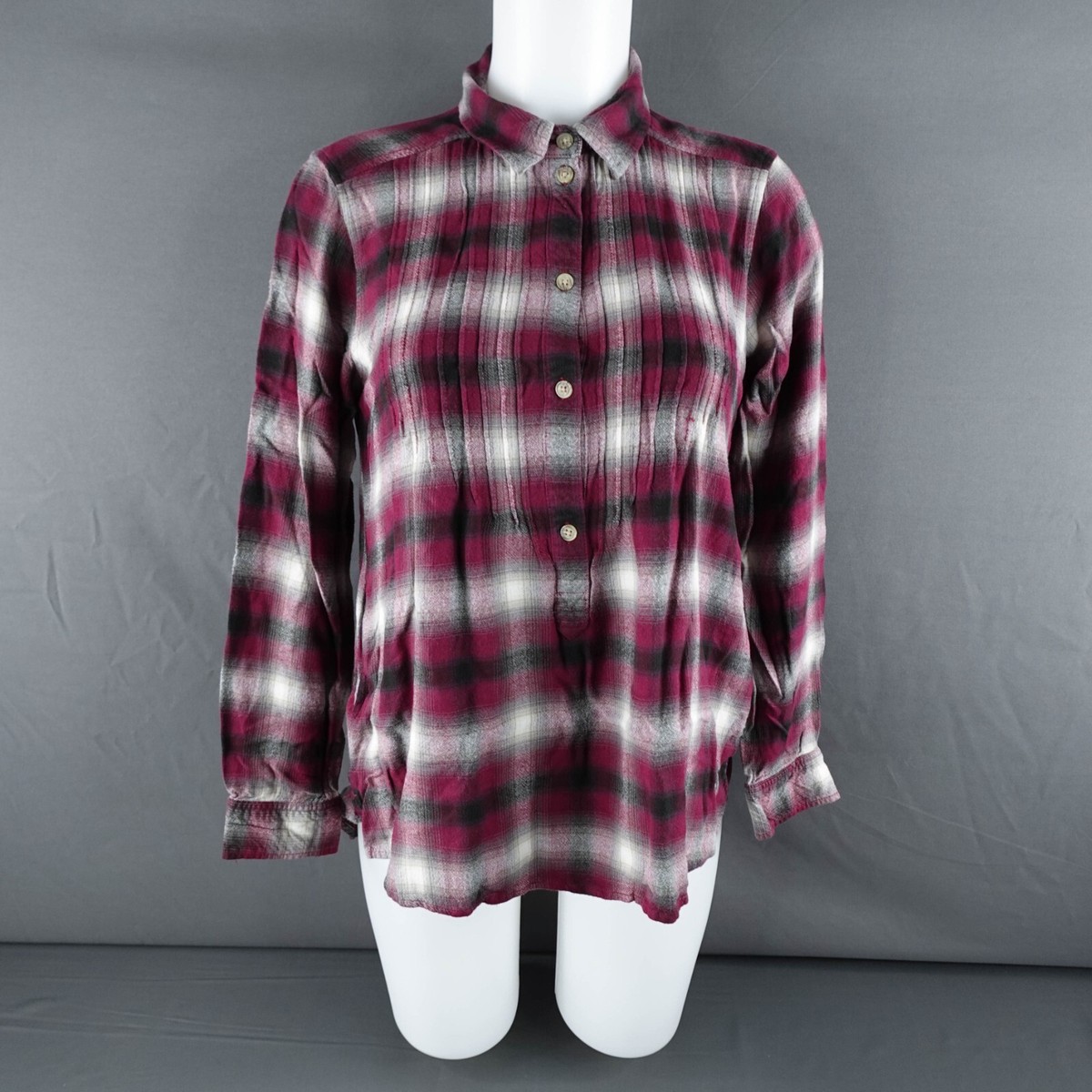 American Eagle Women Popover Shirt Small Purple Plaid Grunge Indie