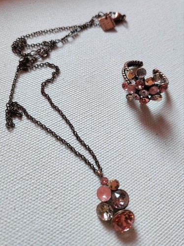 Konplott Schmuckset 3-teilig Kette Ring und Ohrringe Rosa Töne - Bild 3 von 3