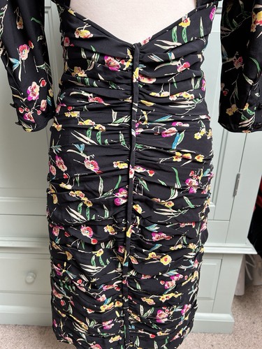 Emanuel Ungaro Dress Silk Parallele Paris Floral Ruched Made In Italy 8-10 - Picture 16 of 24