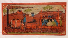 Vintage Primitive Folk Art Painting Plank 6X12 Inch Pennsylvania Dutch Technique