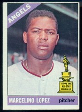1966 TOPPS OPC O PEE CHEE BASEBALL #155 MARCELINO LOPEZ EX+ ANGELS RC ALL STAR