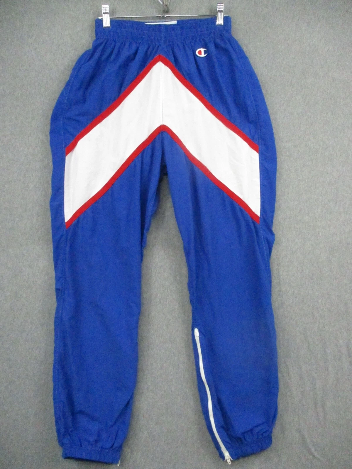 Vintage Champion Windbreaker Pants 32 Blue 80s Nylon Zip Ankle