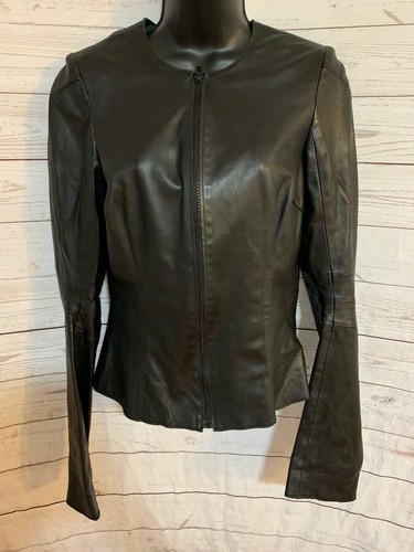 Sold Women's Black Leather Round Neck 