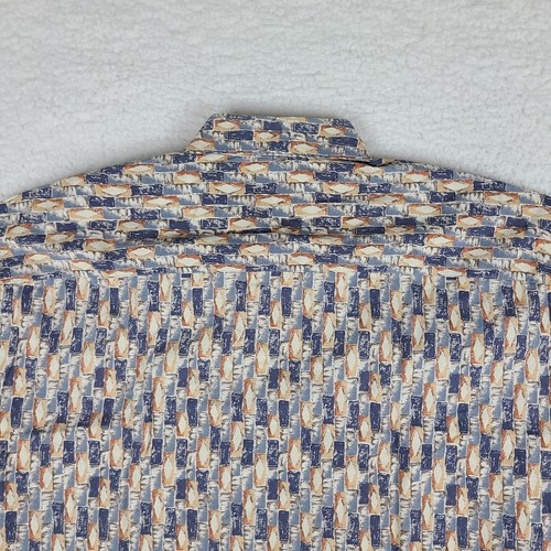 Burma Bibas Shirt Mens Medium Blue Geometric Aztec Casual Hawaiian Button Up - Picture 6 of 9
