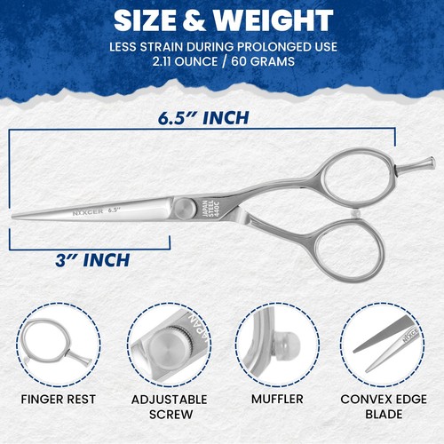 NIXCER HAIR CUTTING SCISSORS SHARP KOREAN CONVEX EDGE BLADE SHEARS SERIES 6.25" - Picture 2 of 7