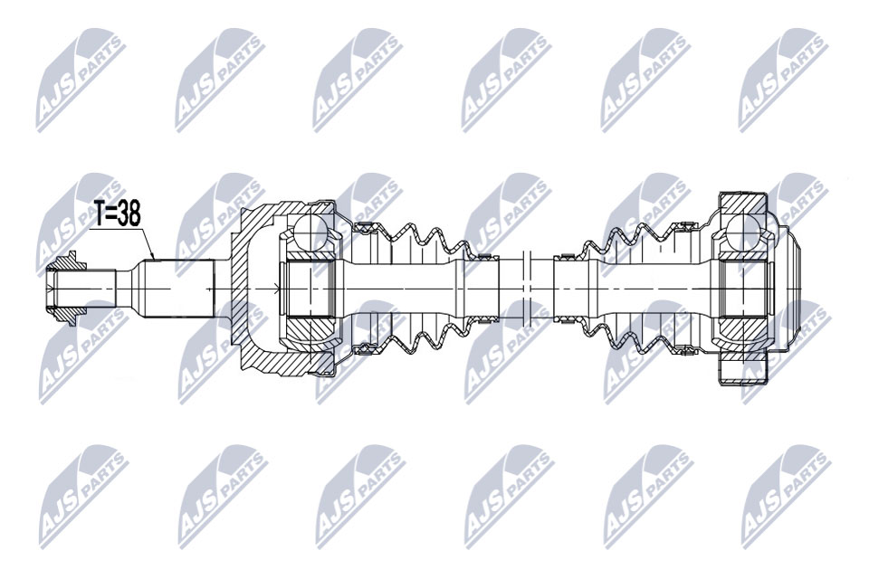 NTY Drive Shaft NPW-WW-177 for VW Right Rear Axle 755 mm New 38 Teeth - Image 6