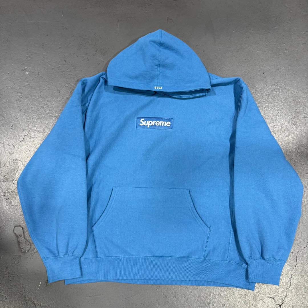 Sweat à capuche logo Supreme Box (FW23) (bleu)