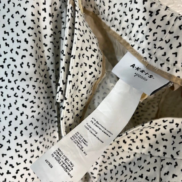Pantalones Akris Punto Mujer 10 Pantalones Blanco Negro Arte Plisado 25.5" Foto 4 de 4