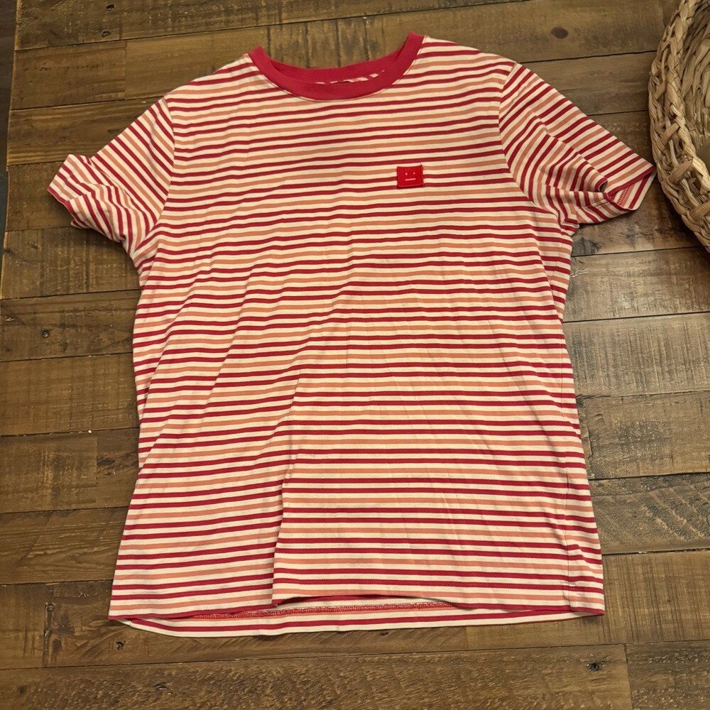ACNE STUDIOS Striped Smiley Patch Tee - image 2
