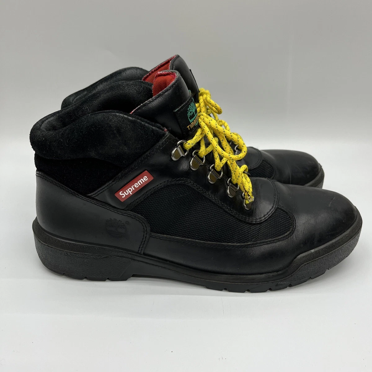 Supreme New York x Timberland Black Leather Field Boots Mens 11 2014