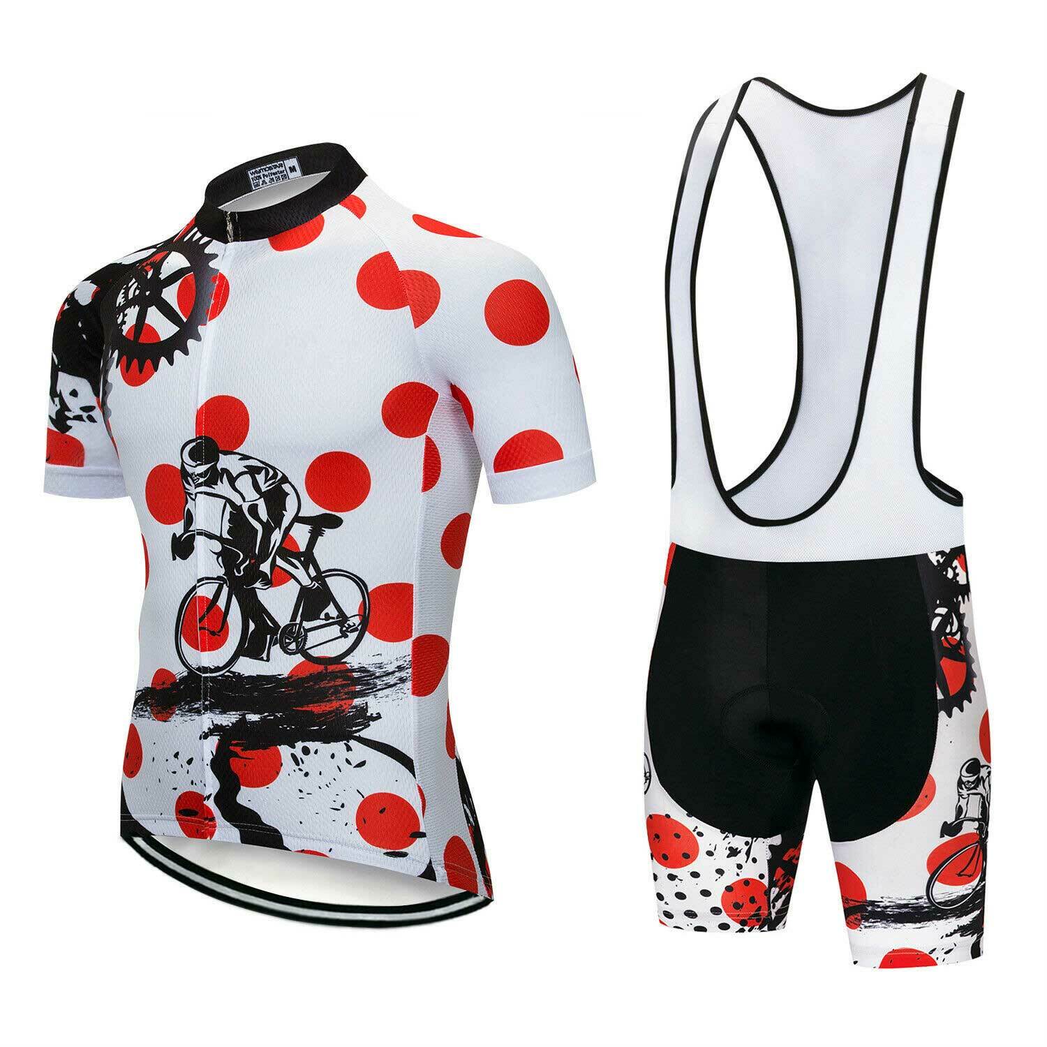 Men's Cycle Bib Set Short Sleeve Cycling Jersey and Bib Shorts Padded