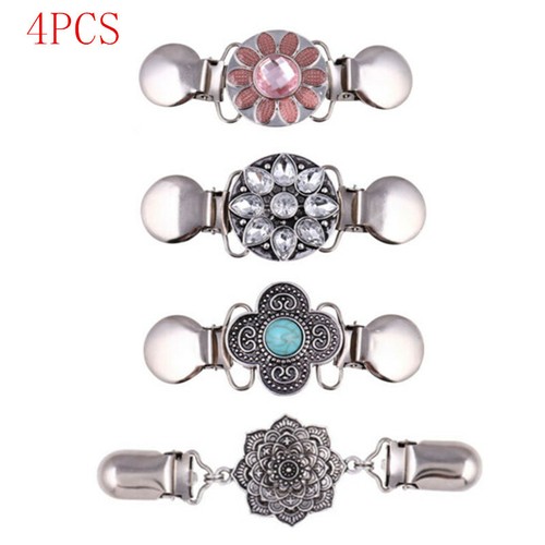 4PCS Retro Shawl Cardigan Clip Brooch 