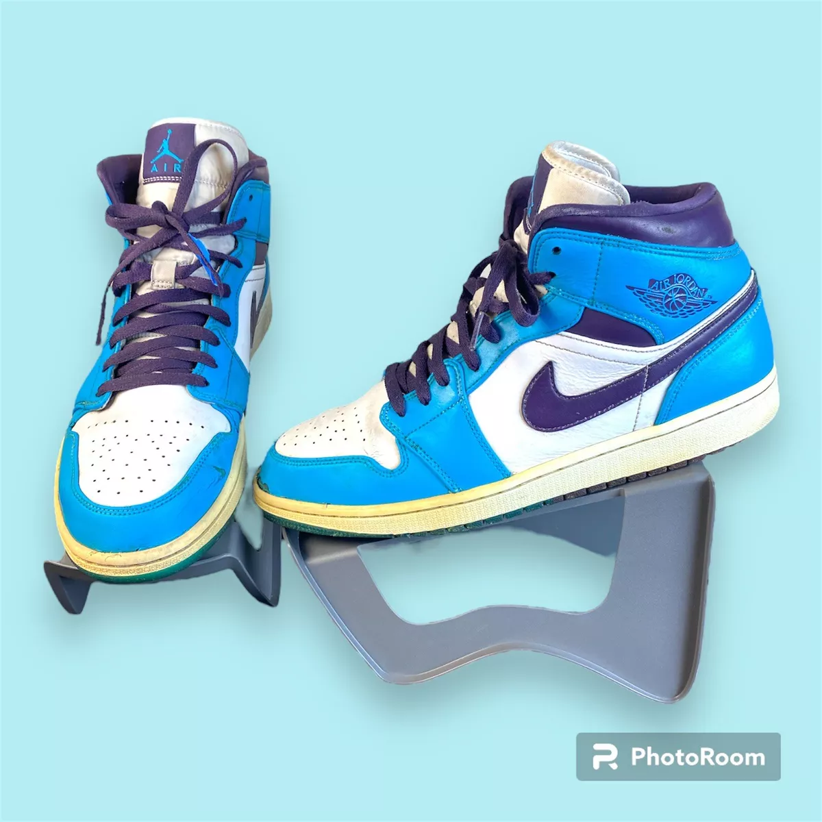 Nike 554724 415 Men s 12 Air Jordan 1 Mid Hornets Blue Lagoon