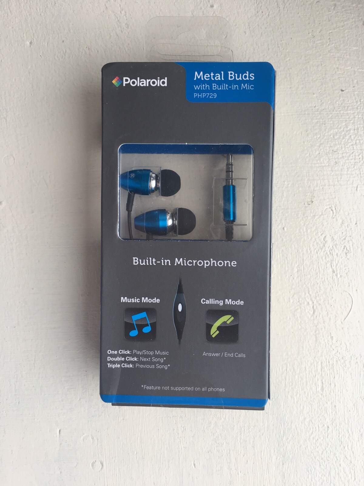 Polaroid In-Ear Metal Earbuds W/Built-in Mic[Blue]