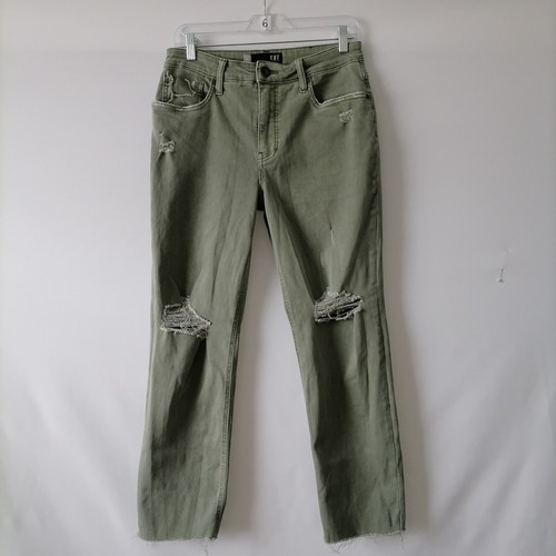 Kut From The Kloth Damen grün hoher Bund Rachel Fab Ab Mom Jeans Größe 8