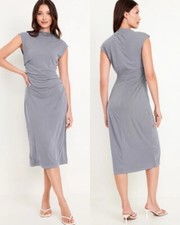Old Navy Women's Sleeveless Mock Neck Ruched Midi Dress Gray Size XXL 2X