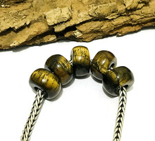 5 Pcs. Tiger Eye Smooth Gemstone Big Hole Beads Large Hole Beads 14x8mm Beads