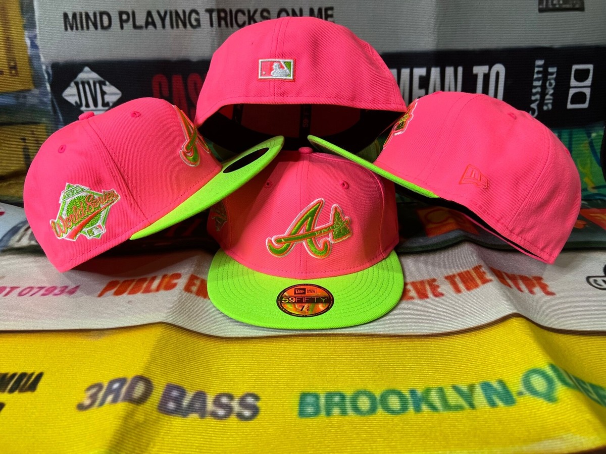 【US限定】NEW ERA 59FIFTY Atlanta Braves WS Teal Pink Men's Atlanta Braves New Era Pink/Green Cooperstown