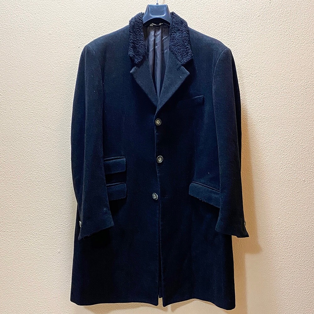 Cappotto di Lana 100% Taglia 54 IT Dark Goth Classico Nero Vintage Made in Italy