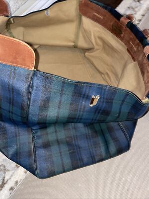 Vintage Large RALPH LAUREN POLO Green BLACKWATCH Plaid Duffle Tote