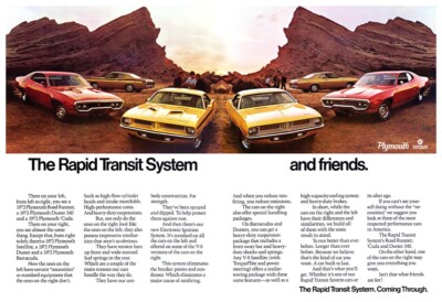 13x19 1972 PLYMOUTH RAPID TRANSIT SYSTEM & FRIENDS ART AD POSTER