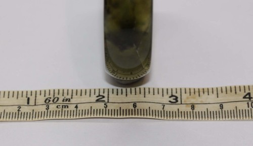 STUNNING VINTAGE NEAR TRANSPARENT MOTTLED GREEN JADEITE 58mm BANGLE As found - Picture 10 of 15