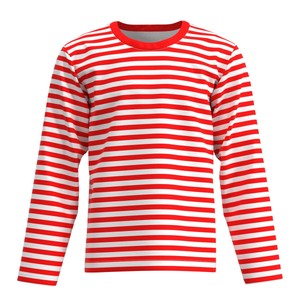 camiseta roja y blanca a rayas