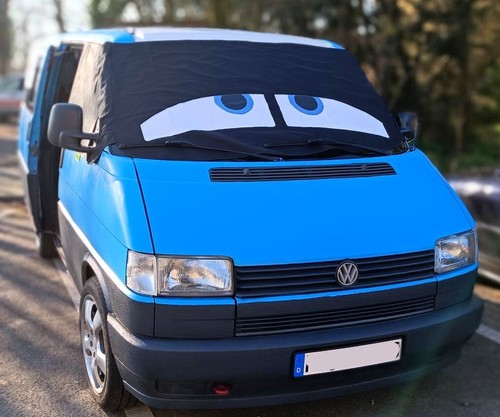 VW T4 Screen Cover Window Curtain Wrap Frost Black Out Blind Blue Eyes Camping - Picture 8 of 20
