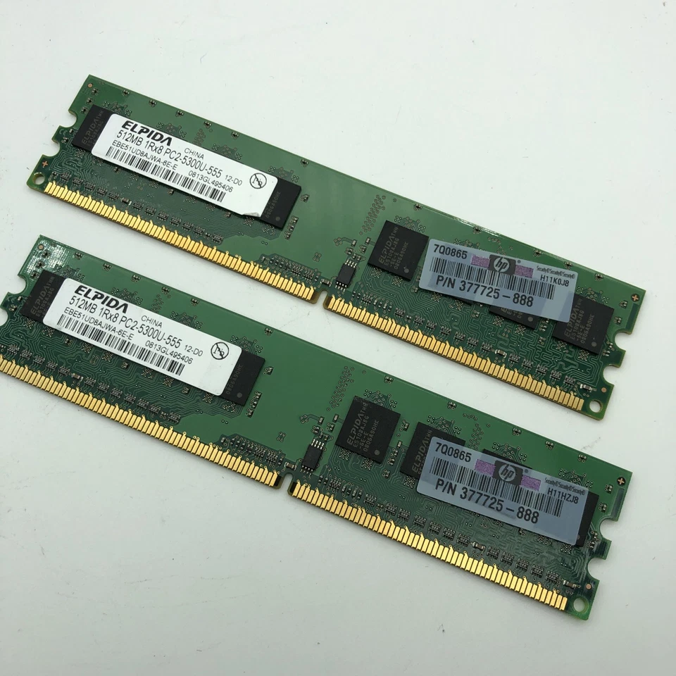 1 GB de RAM (2 piezas) 512 MB PC2-5300u-555 667 MHz DDR2 PC2 SDRAM memoria HP#377725 -888 Foto 2 de 4