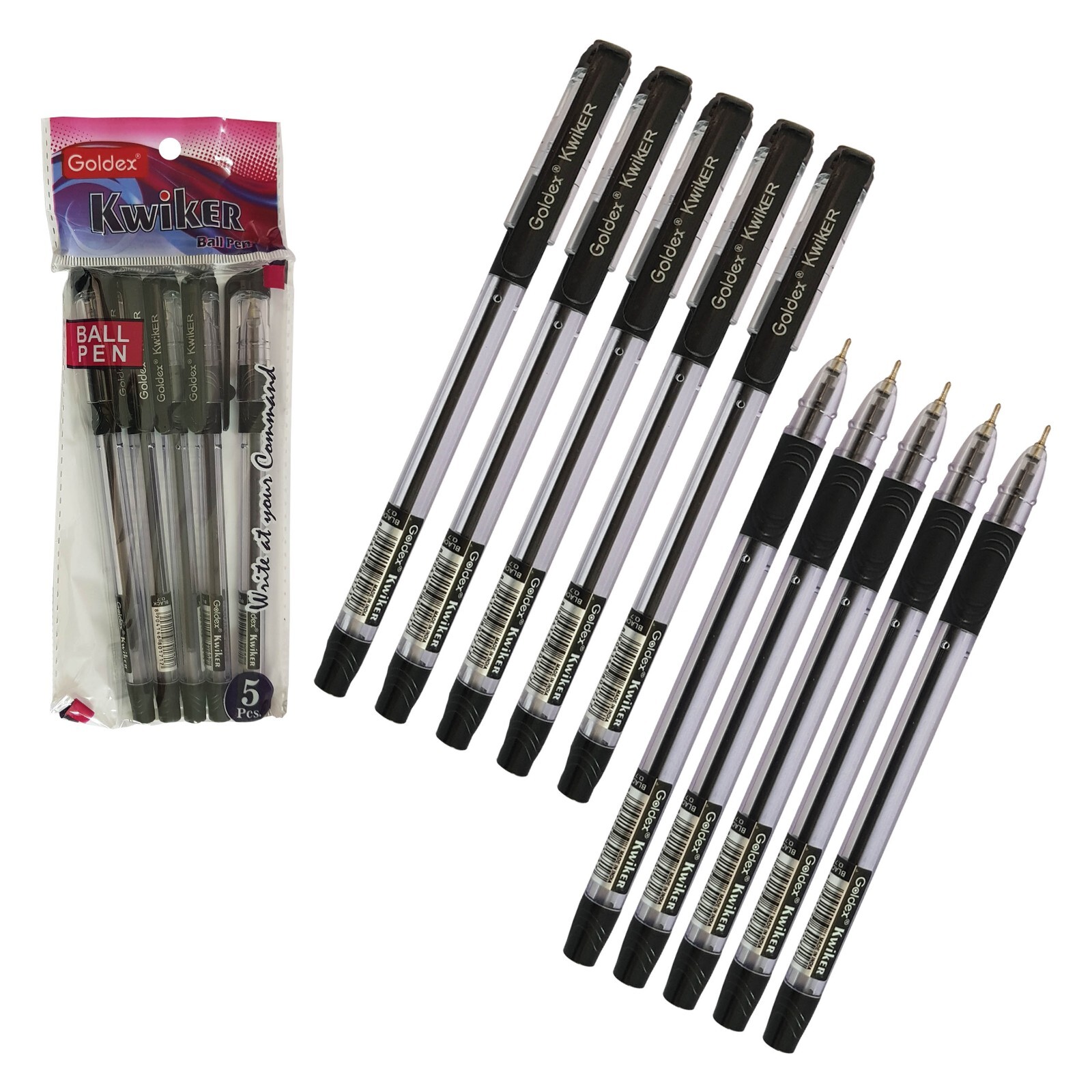 GOLDEX Kwiker Ball Pen BLACK 10 x 0.7mm Smooth Ballpoint Biros Pens