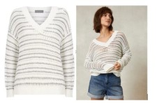 Image of Mint Velvet Sequin Strip Slouch Jumper - Size XL New with Tag